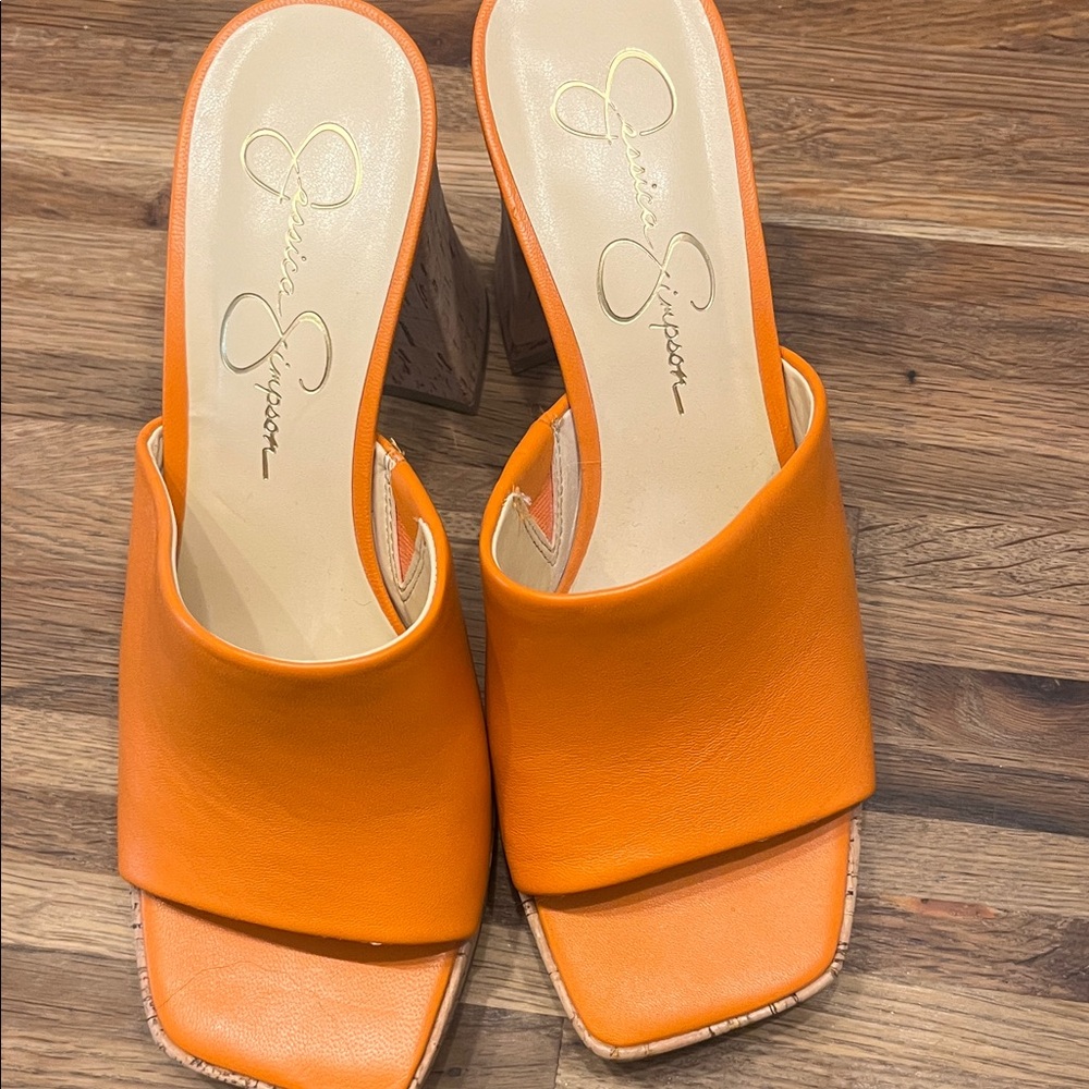 Jessica Simpson Orange Mules size 8